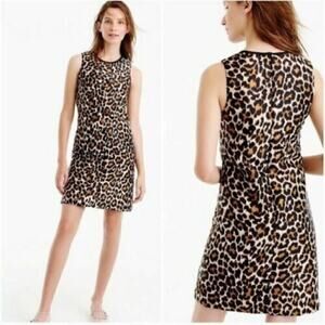 J. Crew Dress Size 8 Sleeveless Shift Leopard Print Black Brown